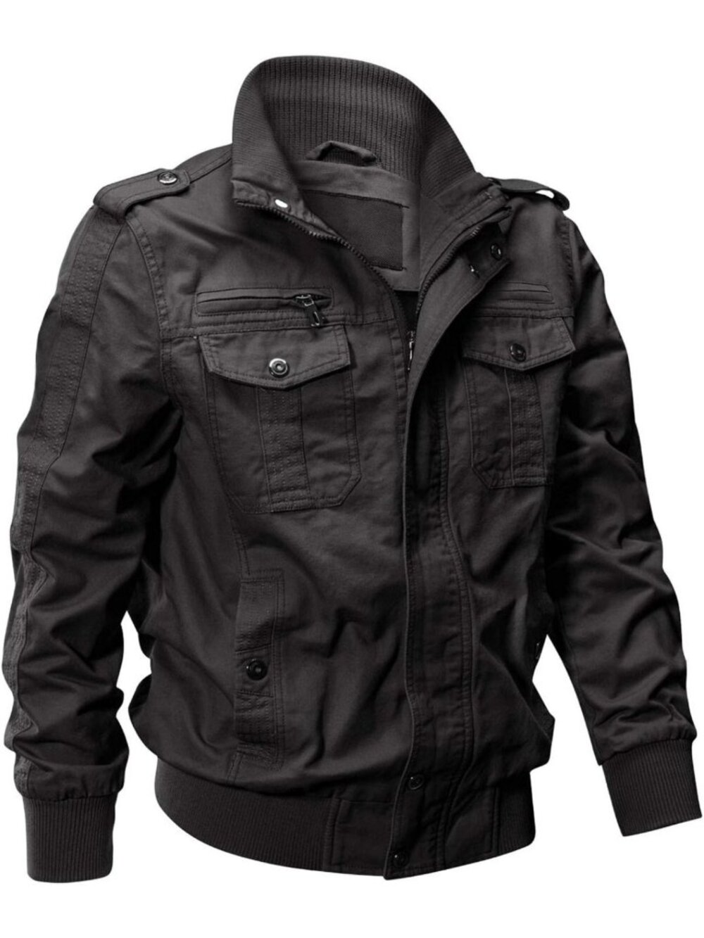 Men's Military Flight Jacket - Cotton, Multi-Pocket Workwear, Casual Outerwear